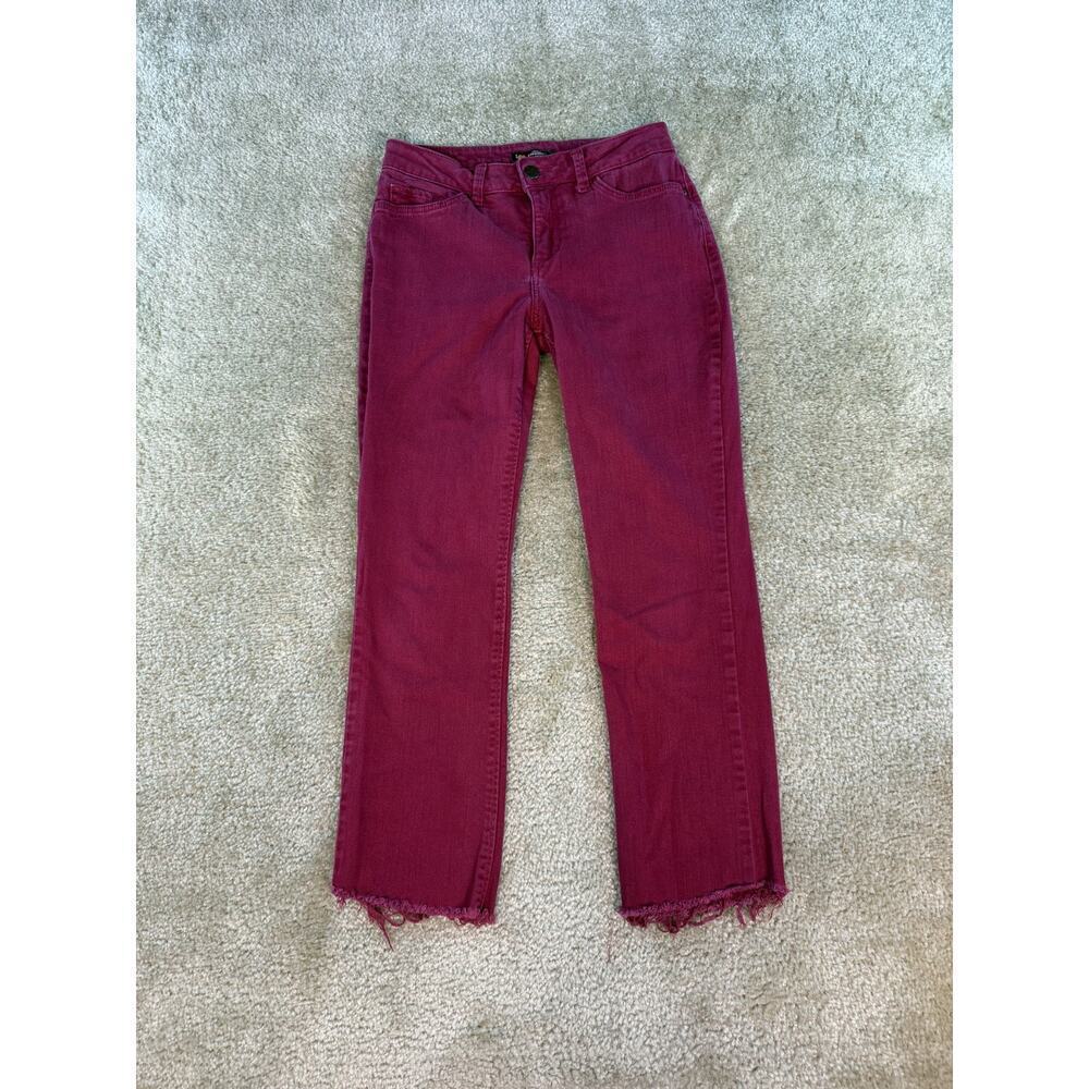 Lee Womens Regular Fit Straight Leg Mid Rise Jeans Secretly Shapes Sz 6 Red D787